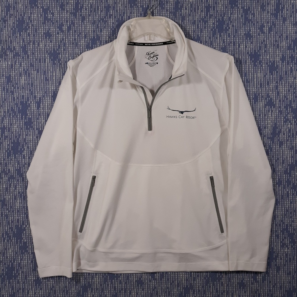 Native Outfitters Performance Shirt Mens L White Anti-Snag Long Sleeve 1/4 Zip